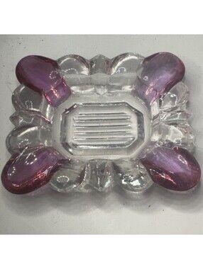 Vintage Westmoreland Pink Clear Flashed Glass Ashtray Trinket Dish 4” USA